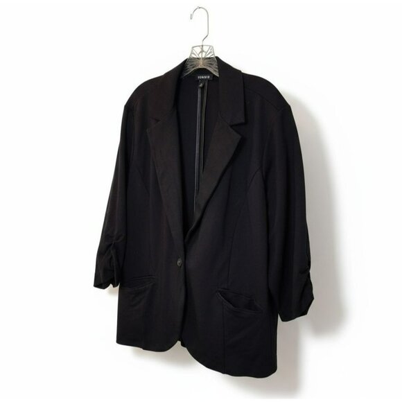 Torrid Ponte Blazer 3X | Black Stretch Boyfriend 1-Button 3/4 Sleeve - Picture 2 of 11